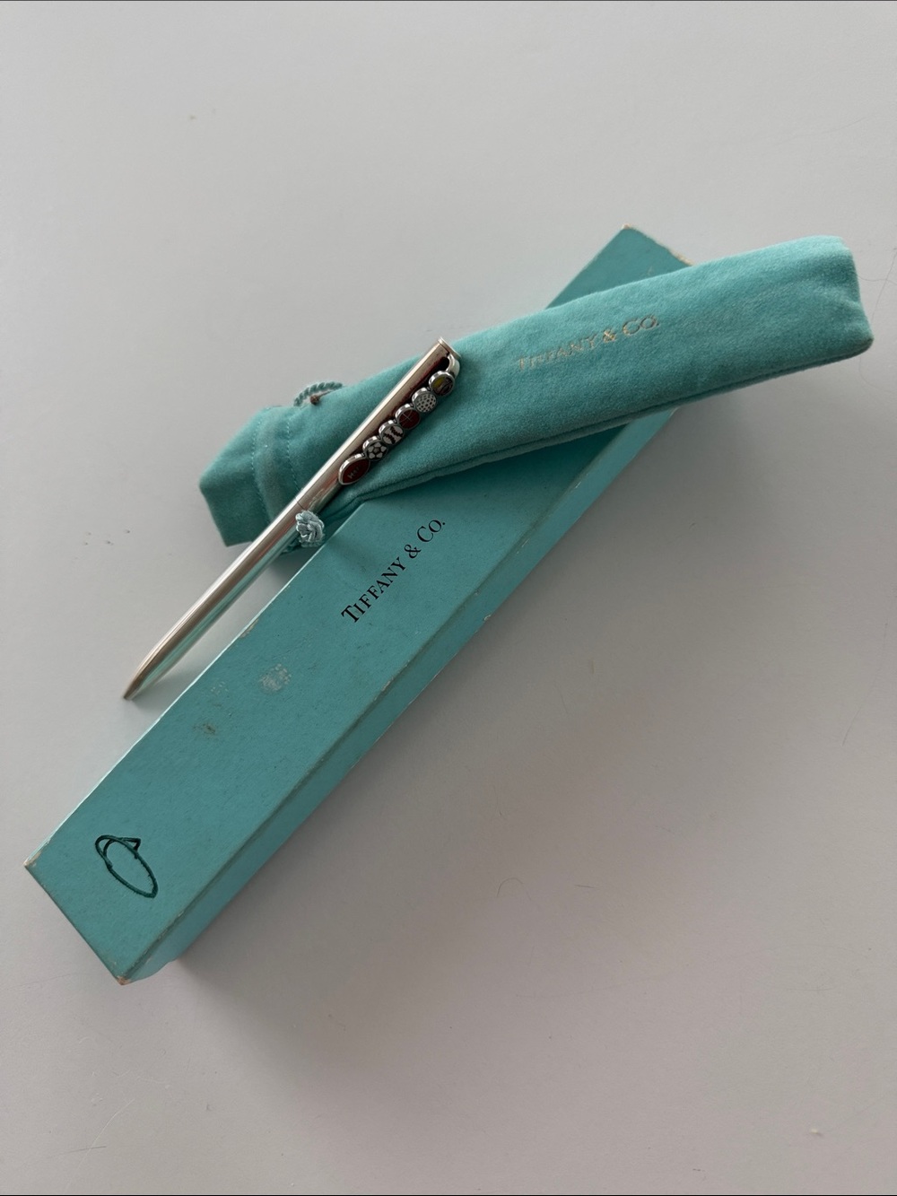 Tiffany & Co. Silver Pen, multi-sport clip, Signature Robin's Egg Blue packaging
